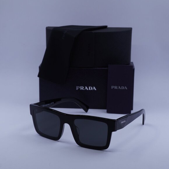 Prada PR19WSF 1AB5S0 Rectangle Sunglasses – Black\Dark Grey - Picture 1 of 10